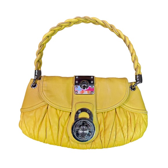 STEVE MADDEN Vintage Bright Yellow Purse W/ Braided Strap - Picture 10 of 16